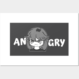 Funny Manga Angry Pout Face Little Girl Cute Chibi Meme Posters and Art